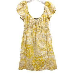 Trina Turk Star Print Yellow Babydoll Dress